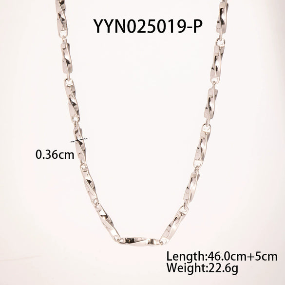 Wholesale Twist Chain Necklace Bracelet Anklet Suit In Stainless Steel With Geometric Style And Electric Polishing