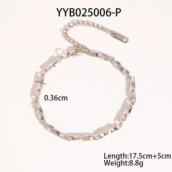Wholesale Twist Chain Necklace Bracelet Anklet Suit In Stainless Steel With Geometric Style And Electric Polishing