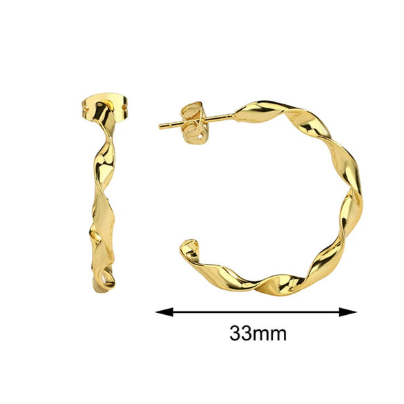 Wholesale Twist Round Wave Line C Shape Brass Gold Plated Electroplated Geometry Style Earrings For Women