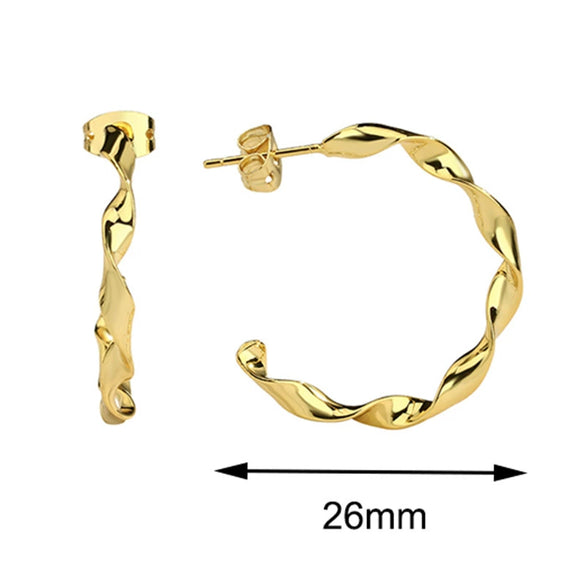Wholesale Twist Round Wave Line C Shape Brass Gold Plated Electroplated Geometry Style Earrings For Women