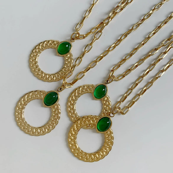 Wholesale Twist Texture Ring Pendant Necklace For Women Stainless Steel Geometric Style Electroplated