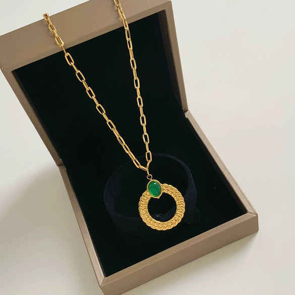Wholesale Twist Texture Ring Pendant Necklace For Women Stainless Steel Geometric Style Electroplated