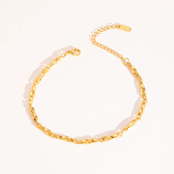 Wholesale Twisted Chain Necklace Bracelet Anklet Suit In Stainless Steel With Vacuum Real Gold Electroplating In Pvd Furnace For Women