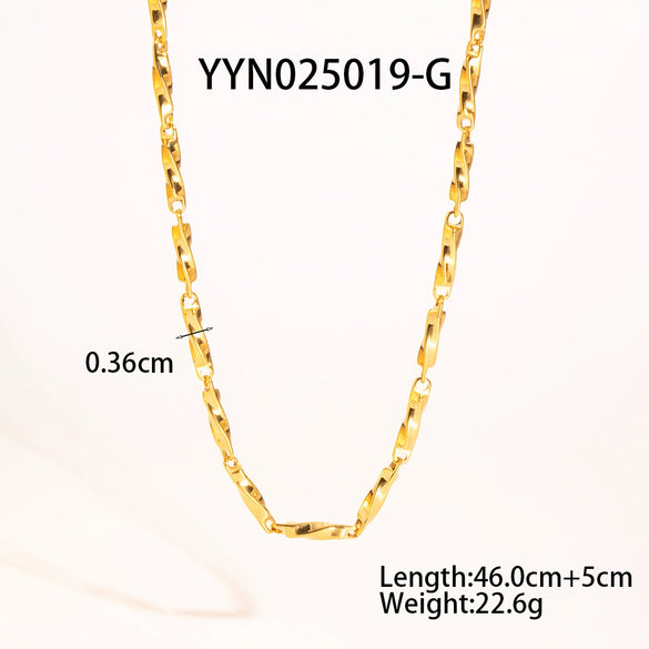 Wholesale Twisted Chain Necklace Bracelet Anklet Suit In Stainless Steel With Vacuum Real Gold Electroplating In Pvd Furnace For Women