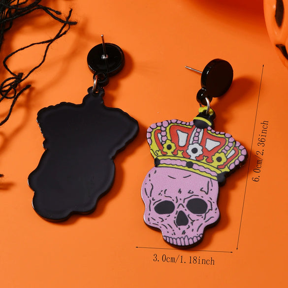 Wholesale Two Dimensional Halloween Horror Ghost Animal Funny Unisex Acrylic Earrings