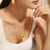 Wholesale Twocolor Asymmetric Square Pendant Necklace In Retro Style 18K Gold Plated Made Of Titanium Steel With Geometric Design And Electroplating Treatment For Women