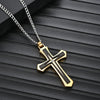Wholesale Twocolor Cross Drop Shape Pendant Necklace For Men Made Of 316 Stainless Steel With Electroplating
