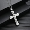 Wholesale Twocolor Cross Drop Shape Pendant Necklace For Men Made Of 316 Stainless Steel With Electroplating