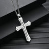 Wholesale Twocolor Cross Drop Shape Pendant Necklace For Men Made Of 316 Stainless Steel With Electroplating