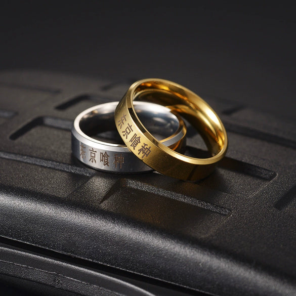 Wholesale Twodimensional Stainless Steel Ring With Letters Numbers Text Pattern And Polishing Treatment