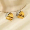 Wholesale Twotone Geometric Patchwork 18K Gold Plated Stainless Steel Earrings For Women