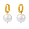 Wholesale U Shaped Ear Buckle Shijia Pearl Earrings For Women Stainless Steel Sweet Style Geometric Pattern Electroplated