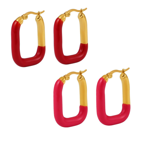 Wholesale U Shaped Oil Drop Stainless Steel Gold Plated Ear Jewelry For Women With Electroplating Treatment
