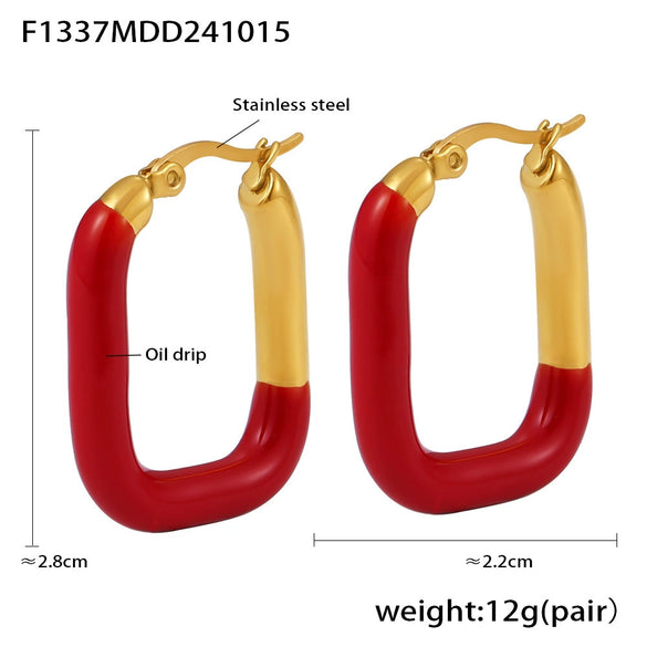 Wholesale U Shaped Oil Drop Stainless Steel Gold Plated Ear Jewelry For Women With Electroplating Treatment
