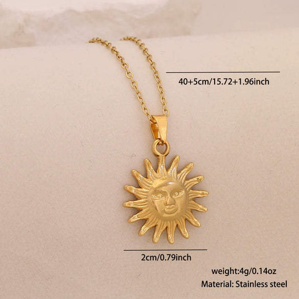 Wholesale Unique Minimalist Creative Sun And Moon Pendant Stainless Steel Necklace