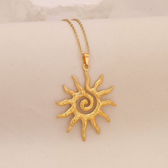 Wholesale Unique Minimalist Creative Sun And Moon Pendant Stainless Steel Necklace