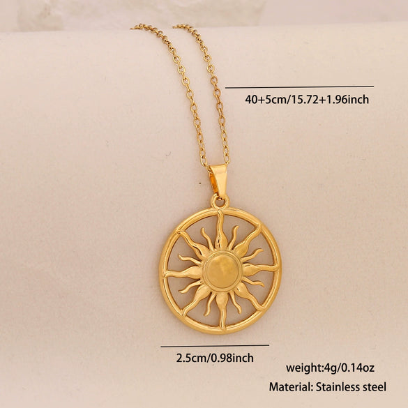 Wholesale Unique Minimalist Creative Sun And Moon Pendant Stainless Steel Necklace