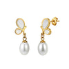 Wholesale Unique Motherofpearl Pearl Butterfly Earrings For Women Electroplated Stainless Steel Geometric Design