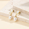 Wholesale Unique Motherofpearl Pearl Butterfly Earrings For Women Electroplated Stainless Steel Geometric Design