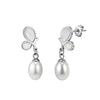 Wholesale Unique Motherofpearl Pearl Butterfly Earrings For Women Electroplated Stainless Steel Geometric Design