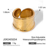 Wholesale Unique Niche Design Hammer Pattern Asymmetric Opening Stainless Steel Ring With 18K Gold Electroplating For Unisex