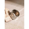 Wholesale Unique Niche Design Hammer Pattern Asymmetric Opening Stainless Steel Ring With 18K Gold Electroplating For Unisex