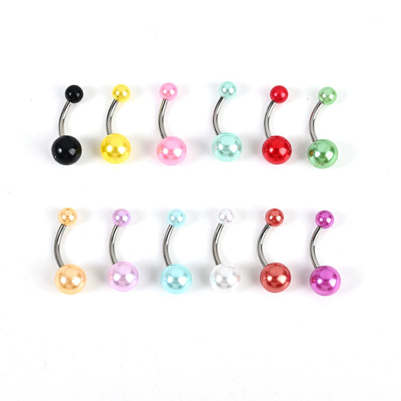 Wholesale Unisex Acrylic Navel Ring Jewelry Stainless Steel Candy Color Round Style