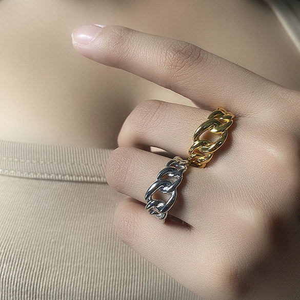 Wholesale Unisex Adjustable Open Ring S925 Sterling Silver Geometric Style Electroplated