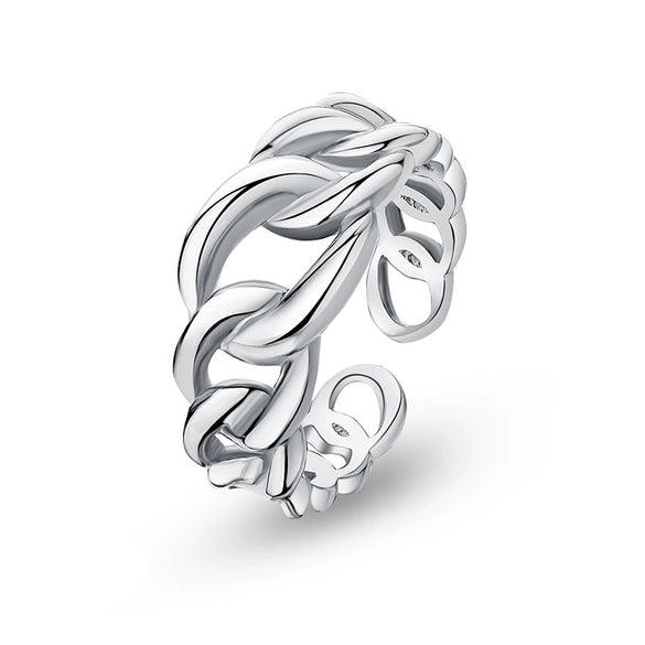 Wholesale Unisex Adjustable Open Ring S925 Sterling Silver Geometric Style Electroplated