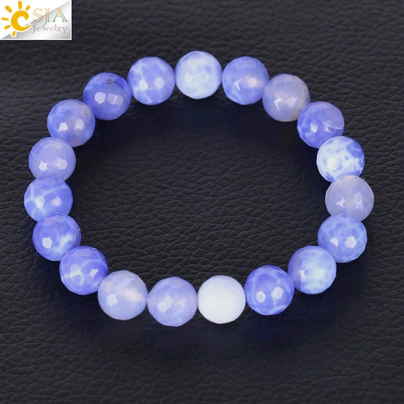 Wholesale Unisex Agate Bracelet With Dyed Natural Stone Beads And Polishing Treatment