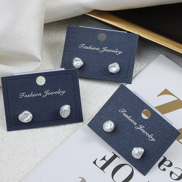 Wholesale Unisex Alien Shape Freshwater Keshi Pearl Earrings In Blue Grey Sterling Silver