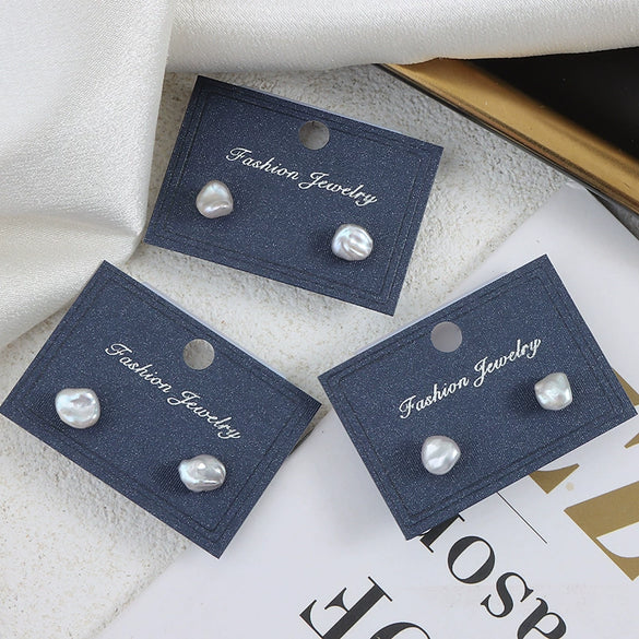 Wholesale Unisex Alien Shape Freshwater Keshi Pearl Earrings In Blue Grey Sterling Silver