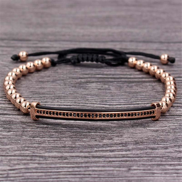 Wholesale Unisex Alloy Geometric Beads Hand Woven Bracelet With Electroplating And Microinlay