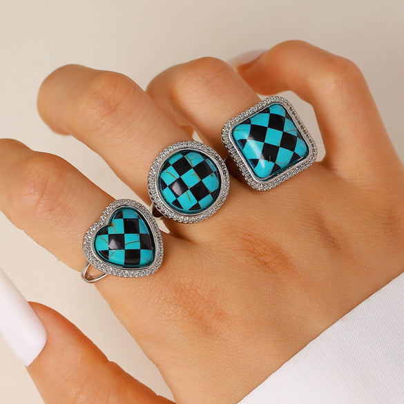 Wholesale Unisex Alloy Literary Style Geometric Pattern Drip Glaze Rings
