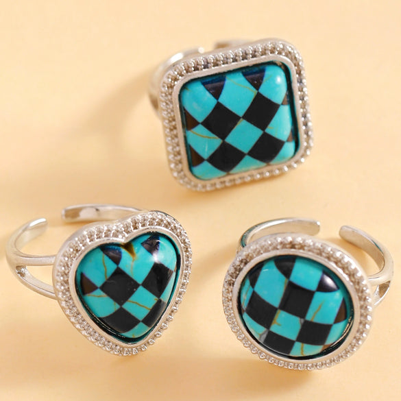 Wholesale Unisex Alloy Literary Style Geometric Pattern Drip Glaze Rings