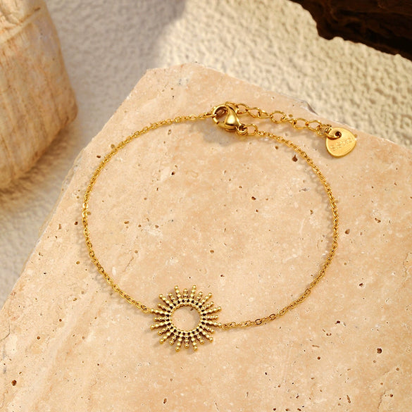 Wholesale Unisex And Women's Fashion Geometric Stainless Steel 14K Electroplated Necklace And Bracelet Jewelry Accessories
