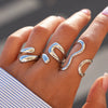 Wholesale Unisex And Women's Geometric Stainless Steel Vacuum Plated Rings With Irregular Line Design