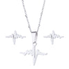 Wholesale Unisex Animal Series Stainless Steel Jewelry Set With Love Water Drops Bell Pattern Electroplated O Chain Necklace And Earrings