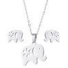 Wholesale Unisex Animal Series Stainless Steel Jewelry Set With Love Water Drops Bell Pattern Electroplated O Chain Necklace And Earrings