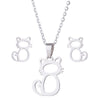Wholesale Unisex Animal Series Stainless Steel Jewelry Set With Love Water Drops Bell Pattern Electroplated O Chain Necklace And Earrings