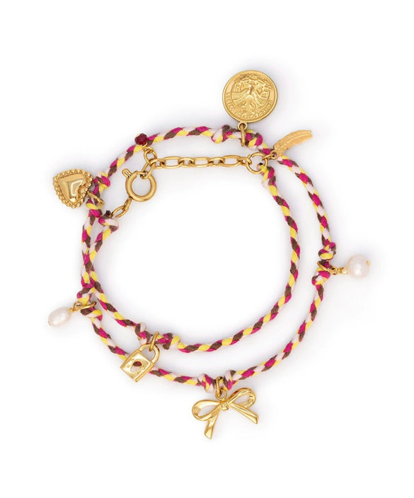 Wholesale Unisex Braided Rope Bow Bracelet Made Of Titanium Steel With 18K Real Gold Electroplating