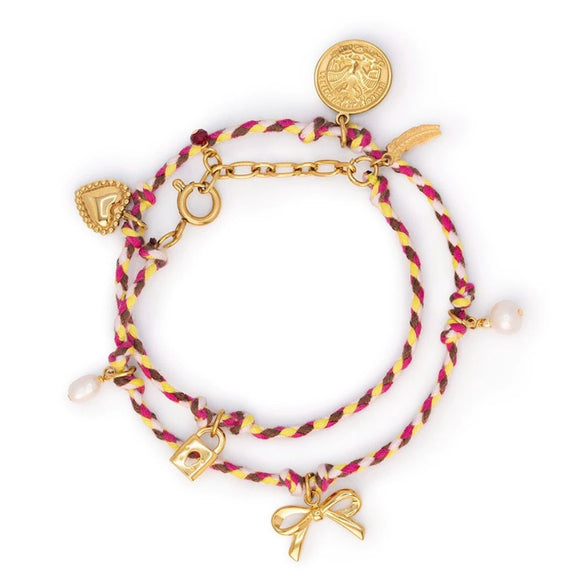 Wholesale Unisex Braided Rope Bow Bracelet Made Of Titanium Steel With 18K Real Gold Electroplating