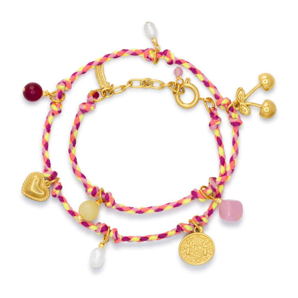 Wholesale Unisex Braided Rope Bow Bracelet Made Of Titanium Steel With 18K Real Gold Electroplating