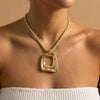 Wholesale Unisex Casual Geometric Alloy Electroplated Hollow Irregular Square Pendant Necklace With Rope Chain