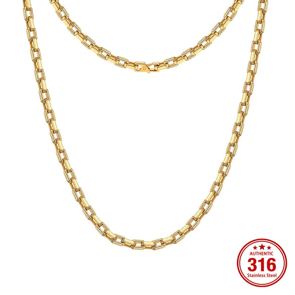 Wholesale Unisex Casual Geometric Stainless Steel Oshaped Chain Necklace With Real Gold Plating