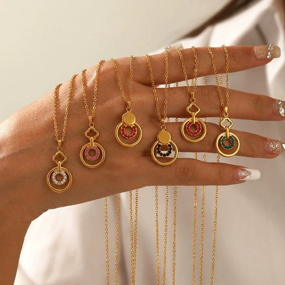 Wholesale Unisex Casual Geometric Stainless Steel Real Gold Plated Ushaped Chain Necklace