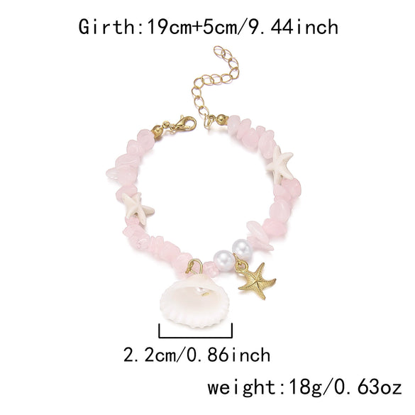 Wholesale Unisex Casual Minimalist Geometric Resin Shell And Starfish Gravel Handmade Bracelet
