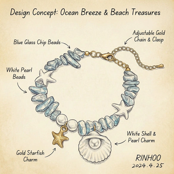 Wholesale Unisex Casual Minimalist Geometric Resin Shell And Starfish Gravel Handmade Bracelet