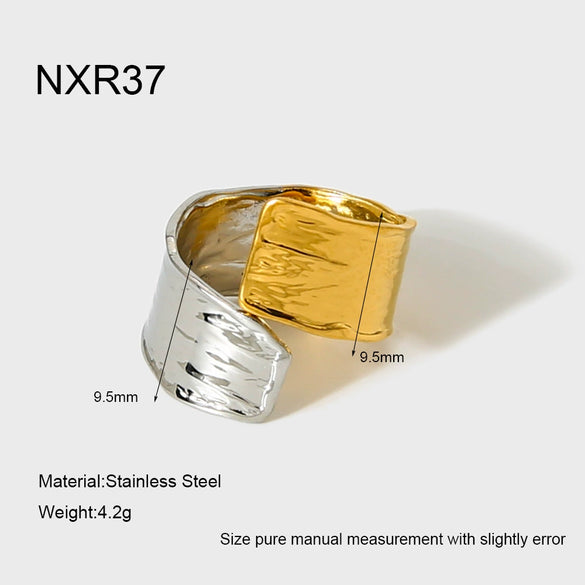 Wholesale Unisex Chic Geometric Stainless Steel Open Ring 18K Gold Electroplated Niche Jewelry