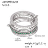 Wholesale Unisex Cold Style Geometric Stainless Steel Electroplated Micropaved Zircon Lock Key Tassel Open Stacked Ring
